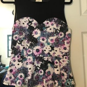 Black/Multi peplum top